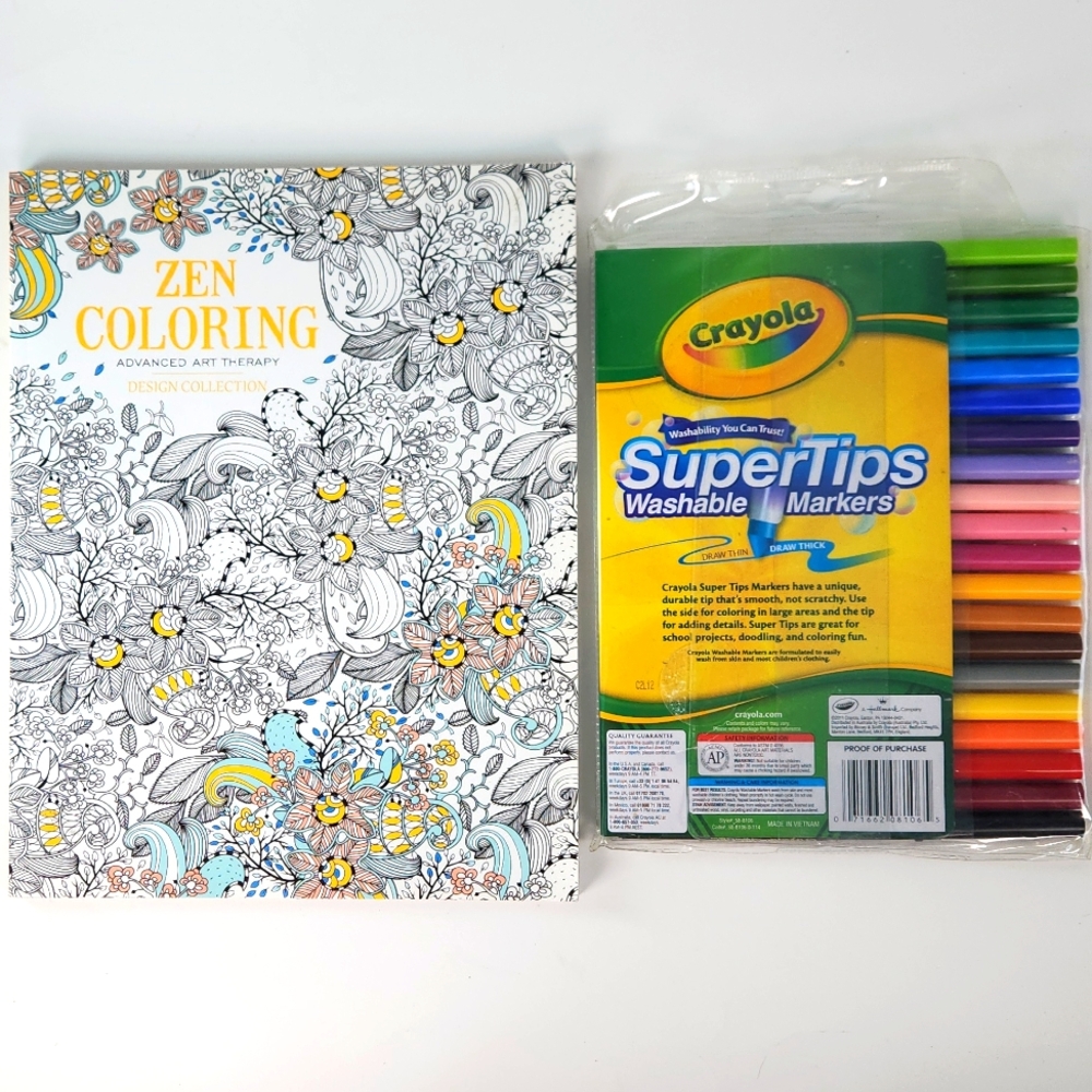 ZEN COLORING Advanced Art Therapy+ 20 Crayola Markers NWT